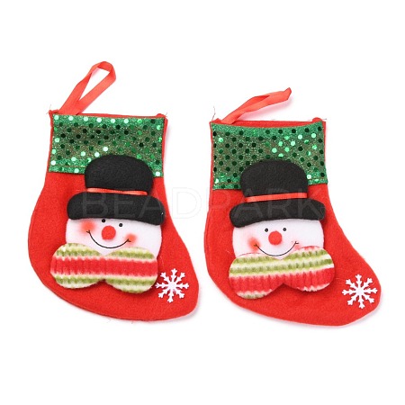 Cloth Hanging Christmas Stocking HJEW-B003-15-1