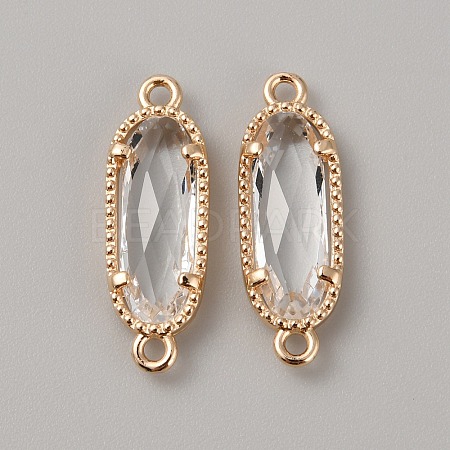 Golden Plated Brass Pave Glass Connector Charms FIND-WH0110-728G-11-1