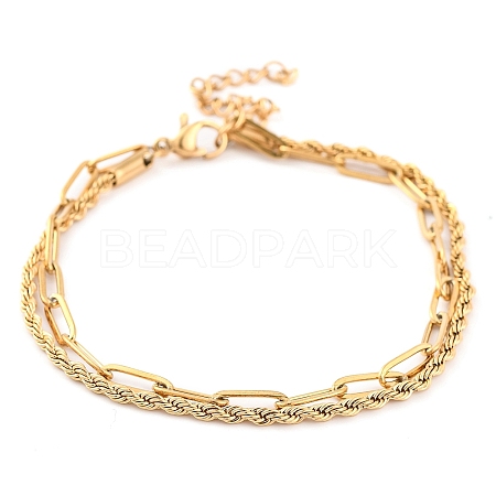 304 Stainless Steel Multi-Strand Chain Bracelets BJEW-G711-03D-G-1