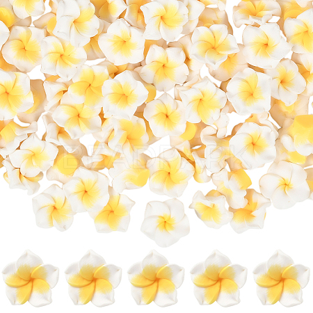100Pcs Handmade Polymer Clay 3D Flower Plumeria Beads CLAY-SC0002-48C-1