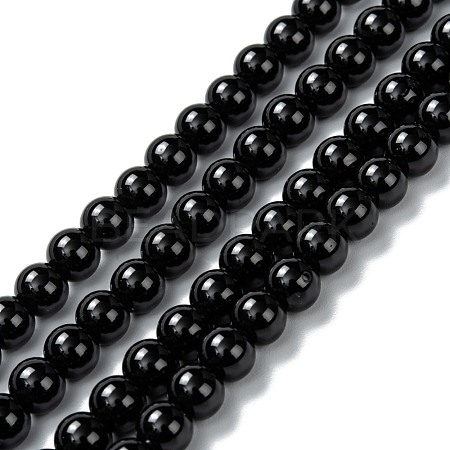 Natural Black Onyx Beads Strands G-Z024-02C-1