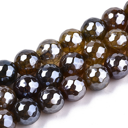 Electroplate Natural Agate Beads Strands G-T131-55-31-1