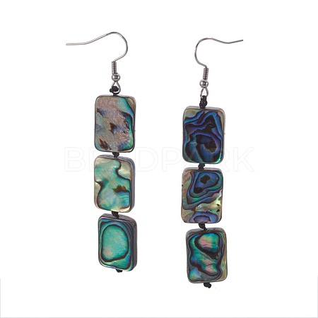 Natural Abalone Shell/Paua Shell Beads Dangle Earrings EJEW-JE02851-1