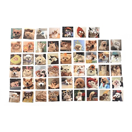52Pcs 52 Styles PVC Plastic Animal Cartoon Stickers Sets STIC-P004-25A-1