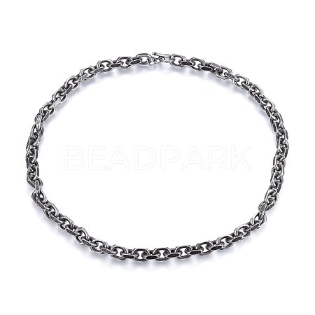 304 Stainless Steel Cable Chain Necklaces NJEW-H493-18AS-1