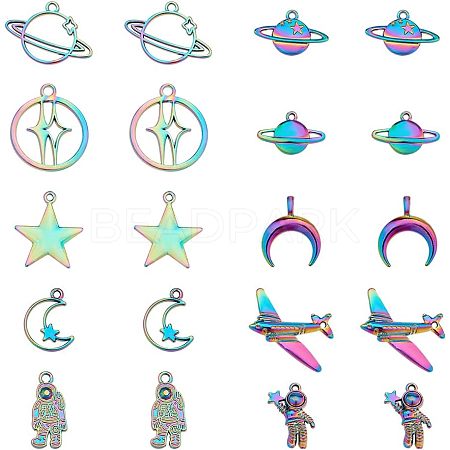 CHGCRAFT 20Pcs 10 Style Space Theme Alloy Pendants FIND-CA0005-83-1