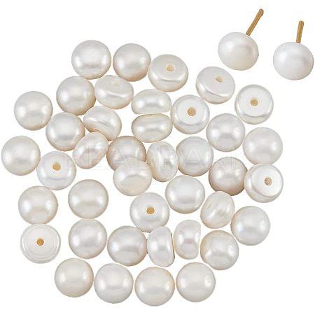  Half Drilled Natural Cultured Freshwater Pearl Beads PEAR-NB0001-89-1