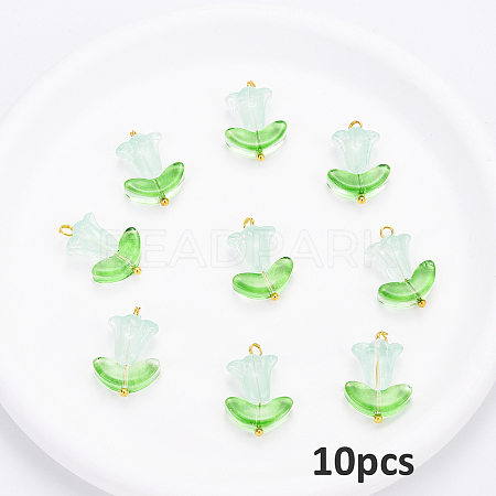 10Pcs Glass Pendants PALLOY-YW00040-07-1