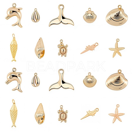 Ocean Theme Brass Pendants KK-SC0001-54G-1