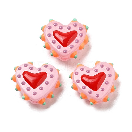 Painted Glass Beads Bumpy Beads Heart X-LAMP-V001-07C-1