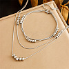 304 Stainless Steel Double Layer Round Beads Bracelets & Necklaces Sets for Women WG7E2B4-04-1