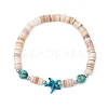 Sea Turtles and Starfish Natural Freshwater Shell Beads Bracelets BJEW-55.0-01-3
