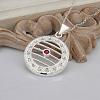 Simple Silver Color Plated Brass Cubic Zirconia Hollow Flat Round Pendant Necklaces For Women NJEW-BB12857-4