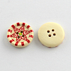 4-Hole Printed Wooden Buttons X-BUTT-R032-077-2