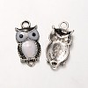 Owl Antique Silver Tone Alloy Rhinestone Enamel Pendants ENAM-N041-01E-1