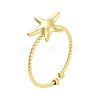 Real 18K Gold Plated 304 Stainless Steel Open Cuff Rings for Women RJEW-B061-02G-06-1