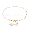 Natural Baroque Pearl Keshi Pearl Pendant Necklaces NJEW-JN02864-1