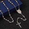 Non-Tarnish Crucifix Cross Stainless Steel Rosary Bead Necklaces X-NJEW-O096-27-1