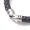 Braided Leather Cord Bracelet with Brass S-Hook Clasps for Men Women BJEW-JB07672-5