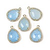 Dyed Natural White Jade Faceted Teardrop Pendants G-I382-01G-04-1