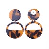 Flat Round Cellulose Acetate(Resin) Dangle Stud Earrings X-EJEW-JE03096-04-2