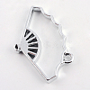 Rack Plating Alloy Fan Open Back Bezel Pendants PALLOY-S047-20D-FF-2