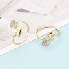 Brass Micro Pave Cubic Zirconia Cuff Rings for Women KK-T071-63G-1