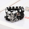 4Pcs Bohemian Style Alloy & Glass & Acrylic Charm Bracelets Set WG8E884-02-1