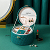 Portable Travel Round Imitation Leather Jewelry Storage Boxes for Earrings Rings Necklaces PW-WG42841-01-1