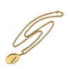 201 Stainless Steel Virgin Mary Pendant Wheat Chain Necklaces for Men NJEW-S387-09G-03-4