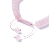 Adjustable Natural Rose Quartz Braided Bead Bracelets BJEW-F369-A13-3