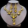 Teardrop Alloy Acrylic Rhinestone Pendant Necklaces & Stud Earrings Sets FS-WG537BF-05-1