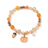 3Pcs 3 Styles Thanksgiving Day Alloy Enamel & ABS Plastic Imitation Pearl Charm Bracelets BJEW-JB12627-3