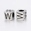 304 Stainless Steel Large Hole Letter European Beads STAS-H428-01AS-W-2