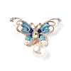 Butterfly with Plastic Imitation Pearl Enamel Pin JEWB-I020-01KCG-1