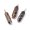 Natural & Synthetic Mixed Gemstone Copper Wire Wrapped Pendants G-F733-05-2