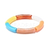 Acrylic Curved Tube Beaded Stretch Bracelet BJEW-JB07980-05-1