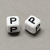 Large Hole Acrylic Letter European Beads SACR-Q103-6mm-01P-2