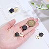 4Pcs 2 Styles Brass Black Enamel Cufflinks BUTT-ME0001-07G-3