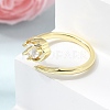 Brass Micro Pave Cubic Zirconia Cuff Open Rings for Women RJEW-L343-01G-02-3