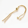 Adjustable Brass Micro Pave Cubic Zirconia Chain Bracelet Making ZIRC-T004-39G-3