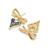 Rack Plating Heart with Bowknot Brass Stud Earrings EJEW-P277-10G-3