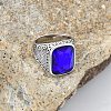 304 Stainless Steel with Natural Lapis Lazuli Finger Rings FS-WG67565-56-1