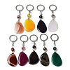 Iron with Alloy Natural Agate Pendant Keychain G-Q169-04P-1