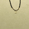 Stainless Steel Initial Pendant Faceted Round Natural Black Spinel Beaded Necklaces for Women ZD9259-24-1