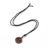 Adjustable Natural Tiger Eye Sailor's Knot Pendant Necklace with Nylon Cord for Women NJEW-L171-02A-2