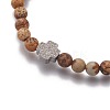 Natural Mixed Gemstone Round Beaded Stretch Bracelets BJEW-L648-03-3
