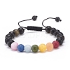 2Pcs 2 Style Natural Howlite & Golden Sheen Obsidian & Mixed Stone Round Braided Bead Bracelets Set for Women BJEW-JB08385-4