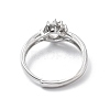 Adjustable Rhodium Plated 925 Sterling Silver Clear Cubic Zirconia Ring Components STER-C011-02P-3