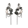 Natural Eagle Eye Stone Chips Drop Earrings EJEW-TA00817-04-3